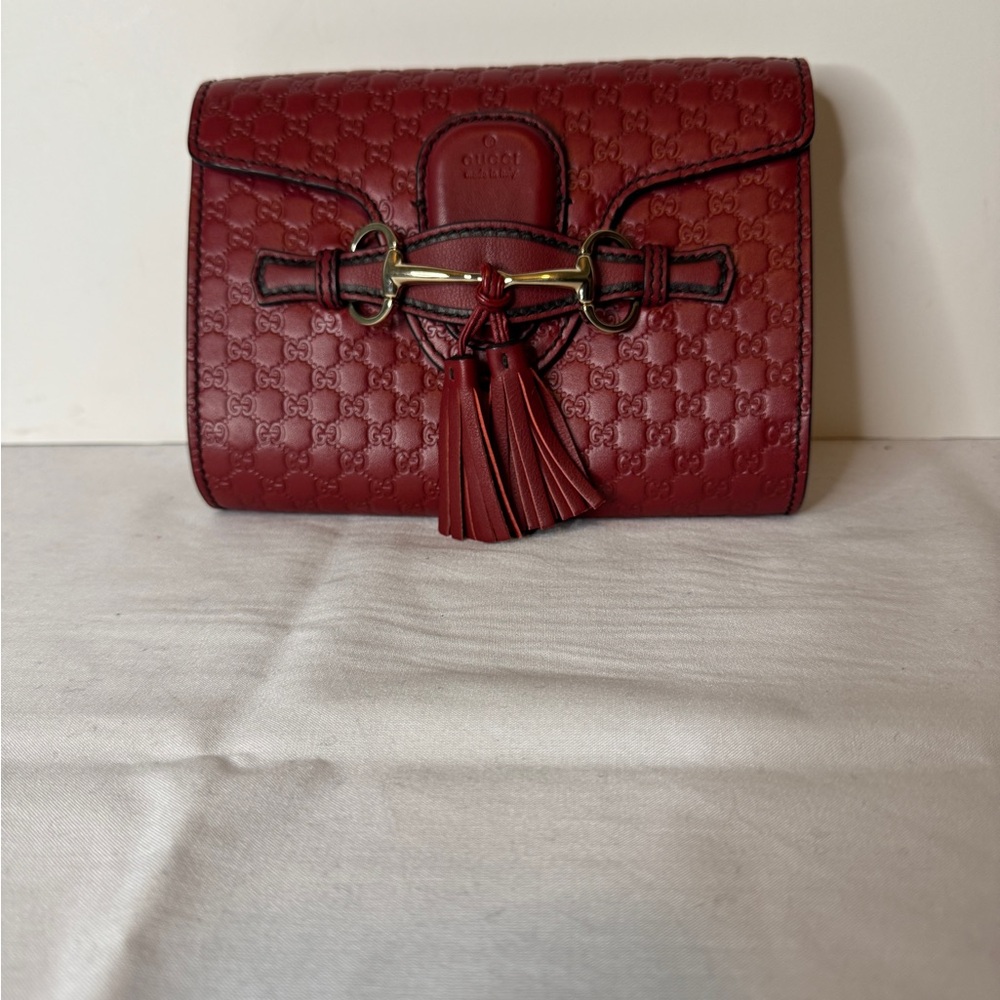 Gucci Red Microguccissima Leather Mini Emily Chain Shoulder Bag (Crossbody)